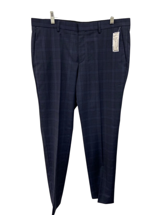 Hugo Boss Size 42R Navy Blue & Black Wool Plaid Zip Fly Men's Pants Navy Blue & Black / 42R