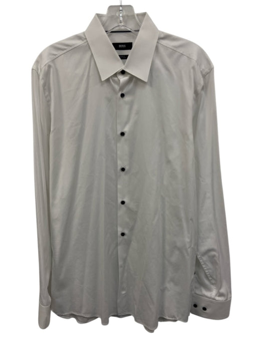 Boss Size 16.5 White Cotton Button Down Men's Long Sleeve Shirt White / 16.5