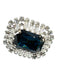 Jimmy Choo Teal Green Satin Rhinestone Emerald Cut Fold Over Clutch Bag Teal Green / Small