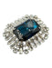Jimmy Choo Teal Green Satin Rhinestone Emerald Cut Fold Over Clutch Bag Teal Green / Small