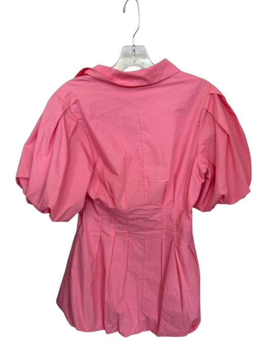 Olivaceous Size M Coral Pink Cotton Short Balloon Sleeve Pleat Detail Dress Coral Pink / M