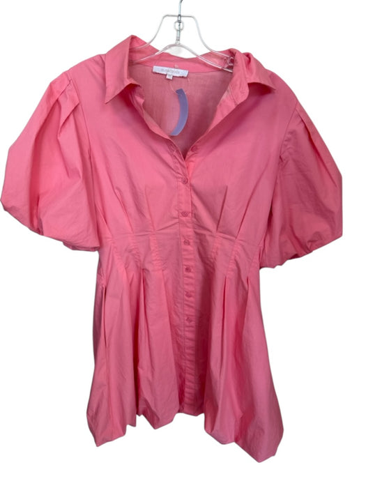 Olivaceous Size M Coral Pink Cotton Short Balloon Sleeve Pleat Detail Dress Coral Pink / M