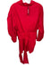 Athina Size M Red Cotton Long Balloon Sleeve Wide Belt Collar Button Down Romper Red / M