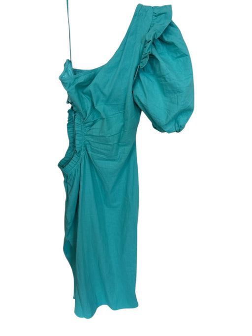 Mable Size M Aqua Cotton One Shoulder Cut Out Sides Midi Dress Aqua / M