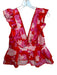 Farm Rio Size L Orange & Pink Cotton Flutter Sleeves Lace Trim V Neck Top Orange & Pink / L