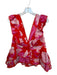 Farm Rio Size L Orange & Pink Cotton Flutter Sleeves Lace Trim V Neck Top Orange & Pink / L