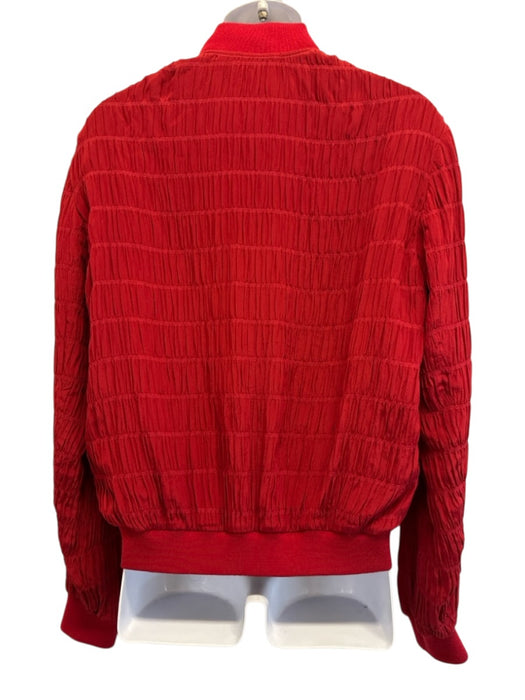 Saint Laurent Size 50 Red Silk Blend Bomber Zip Up Men's Jacket Red / 50