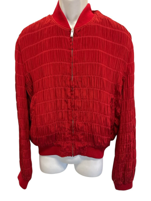 Saint Laurent Size 50 Red Silk Blend Bomber Zip Up Men's Jacket Red / 50