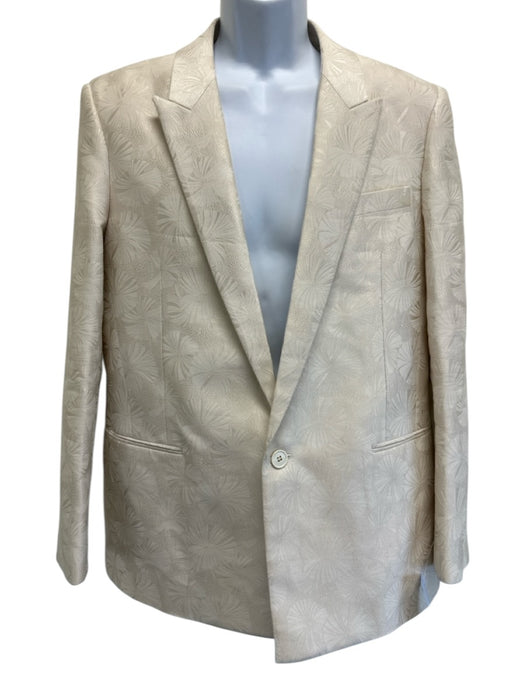 Saint Laurent Beige Wool Blend Floral Peak Lapel 2 Button Men's Suit Beige / 52R