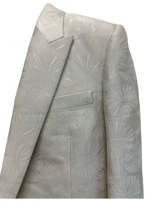 Saint Laurent Beige Wool Blend Floral Peak Lapel 2 Button Men's Suit Beige / 52R