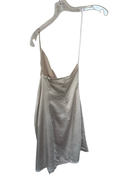 Lovers + Friends Size L Champagne Polyester One Shoulder Tie Waist Mini Dress Champagne / L