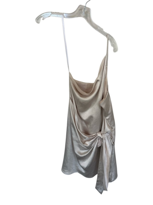 Lovers + Friends Size L Champagne Polyester One Shoulder Tie Waist Mini Dress Champagne / L