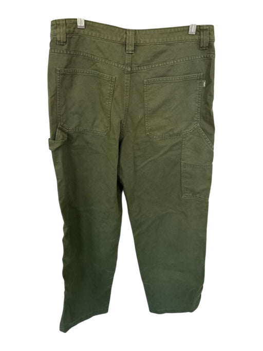 TNA Size 12 Dark Olive Cotton Denim Zip Fly High Waist Straight Pants Dark Olive / 12