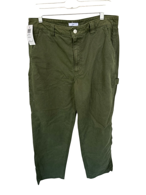 TNA Size 12 Dark Olive Cotton Denim Zip Fly High Waist Straight Pants Dark Olive / 12