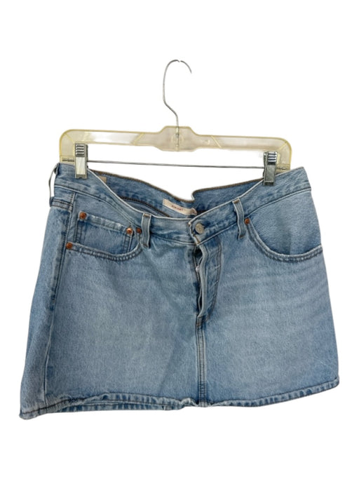 Levi Size 31 Light Wash Cotton Denim Button Fly Pockets Mini Skirt Light Wash / 31