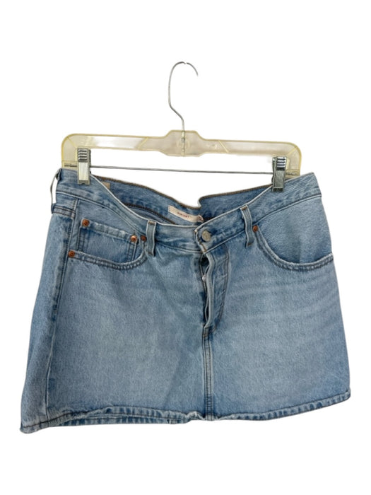 Levi Size 31 Light Wash Cotton Denim Button Fly Pockets Mini Skirt Light Wash / 31