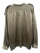 See By Chloe Size 10 Silver Silk Long Sleeve Half Button Collar Oversized Top Silver / 10