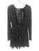 Free People Size M Black & White Nylon Long Sleeve Butterflies Lace Mini Dress Black & White / M