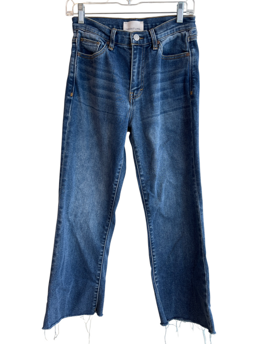 Habitual Size 25 Light Med Wash Cotton Blend 5 Pocket Raw Hem Zip Fly Jeans Light Med Wash / 25