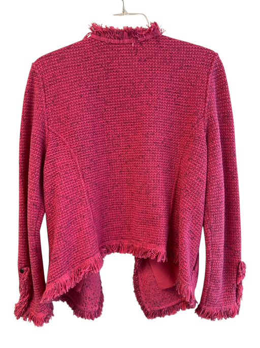 Nic + Zoe Size M Pink Cotton Blend Boucle Shag detail Open Front Jacket Pink / M