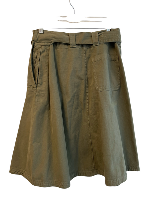 JW Anderson Size 4 Green 100% Cotton Button Fly Solid Fold Over Skirt Green / 4