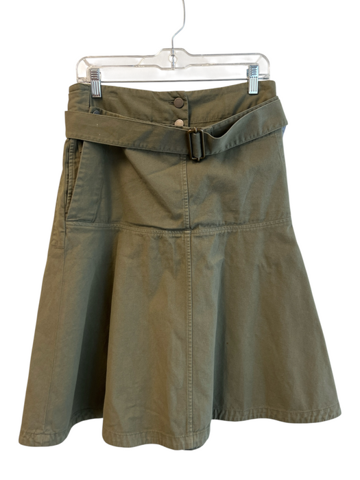 JW Anderson Size 4 Green 100% Cotton Button Fly Solid Fold Over Skirt Green / 4