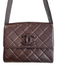 Chanel Brown Leather Quilted Solid Interlocking C Logo Shoulder Top Brown