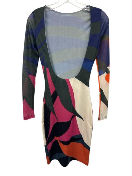 Farai London Size XS Green, Blue, Multi Long Sleeve Abstract Geometric Dress Green, Blue, Multi / XS