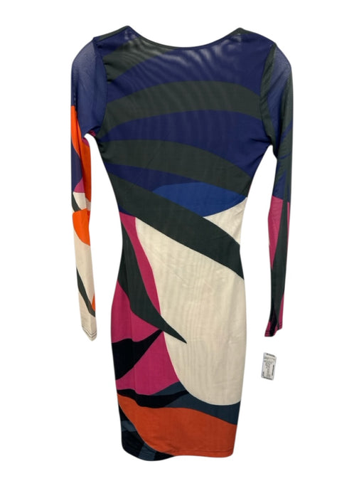Farai London Size XS Green, Blue, Multi Long Sleeve Abstract Geometric Dress Green, Blue, Multi / XS