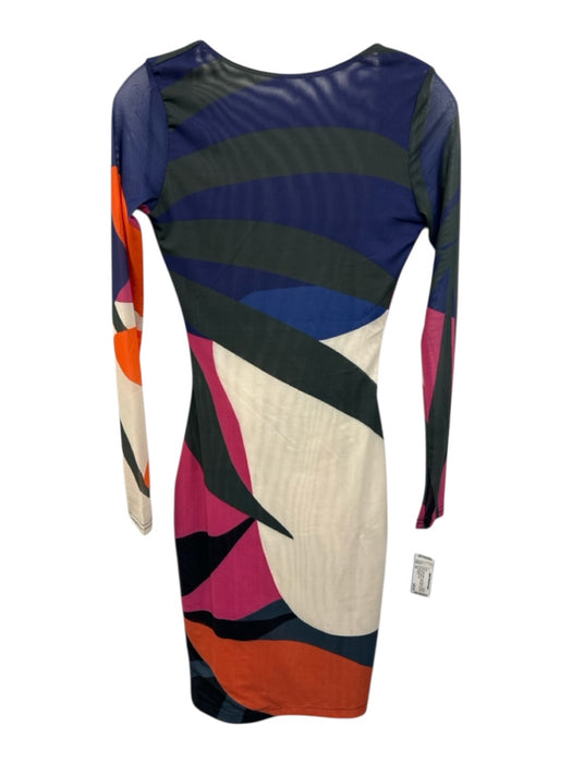 Farai London Size XS Green, Blue, Multi Long Sleeve Abstract Geometric Dress Green, Blue, Multi / XS