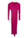 Solace London Size 2 Hot pink Polyester & Elastane Long Sleeve Deep V Midi Dress Hot pink / 2