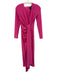 Solace London Size 2 Hot pink Polyester & Elastane Long Sleeve Deep V Midi Dress Hot pink / 2