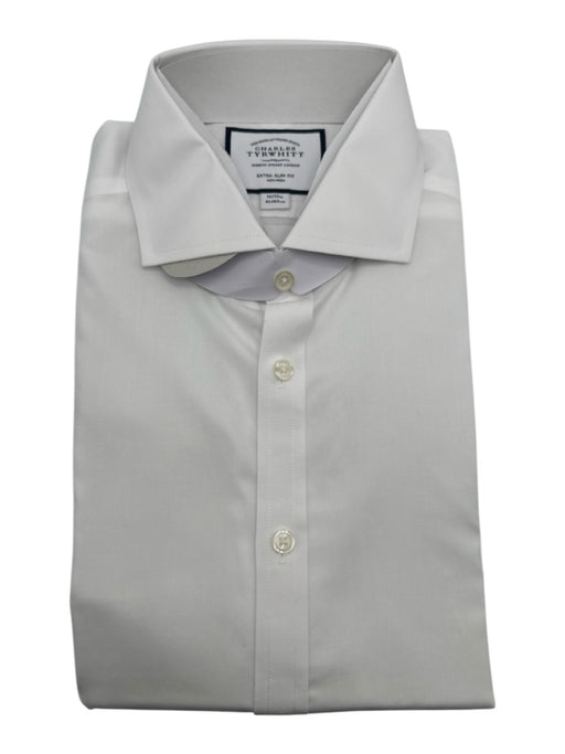 Charles Tyrwhitt NWT Size 16 White Cotton Solid Button Up Long Sleeve Shirt White / 16