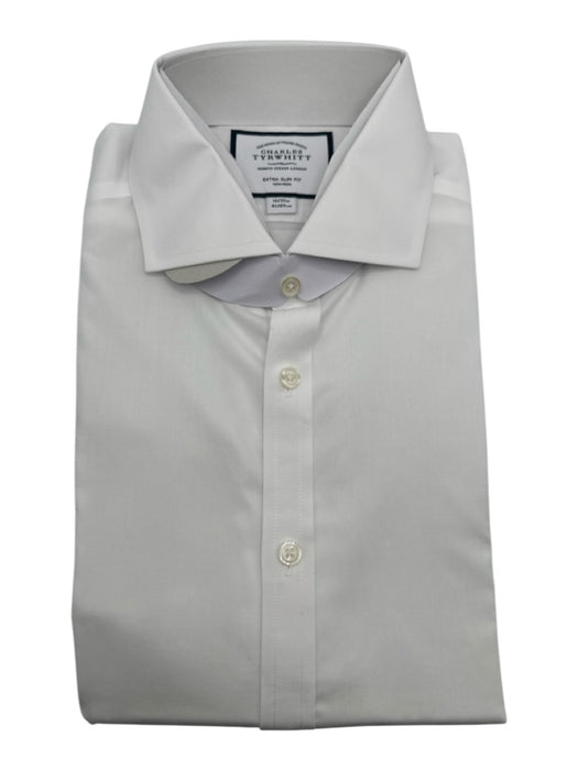 Charles Tyrwhitt NWT Size 16 White Cotton Solid Button Up Long Sleeve Shirt White / 16