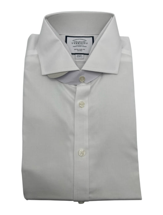 Charles Tyrwhitt NWT Size 16 White Cotton Solid Button Up Long Sleeve Shirt White / 16