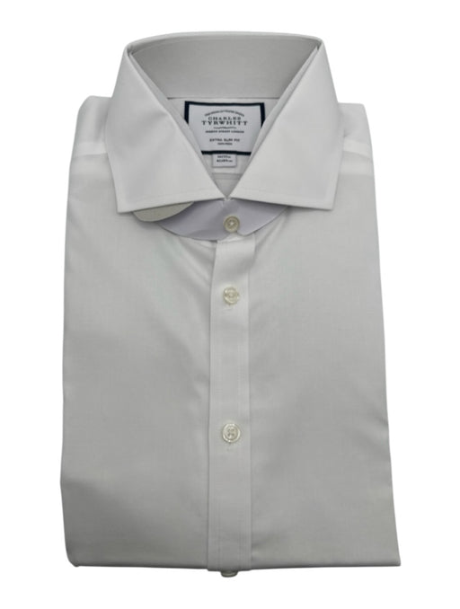 Charles Tyrwhitt NWT Size 16 White Cotton Solid Button Up Long Sleeve Shirt White / 16