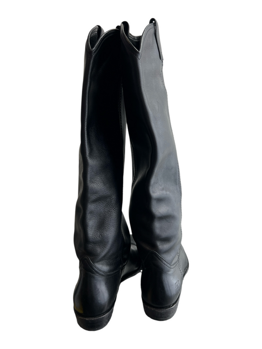 Frye Shoe Size est 9 Black Leather Almond Toe Knee High Low Heel Boots Black / est 9