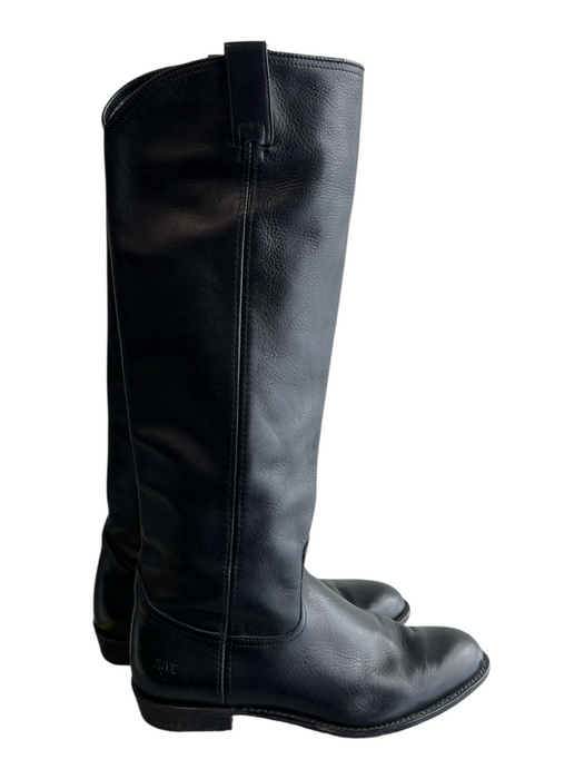 Frye Shoe Size est 9 Black Leather Almond Toe Knee High Low Heel Boots Black / est 9