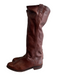 Frye Shoe Size est 9 Brown Leather Almond Toe Knee High Low Heel Boots Brown / est 9