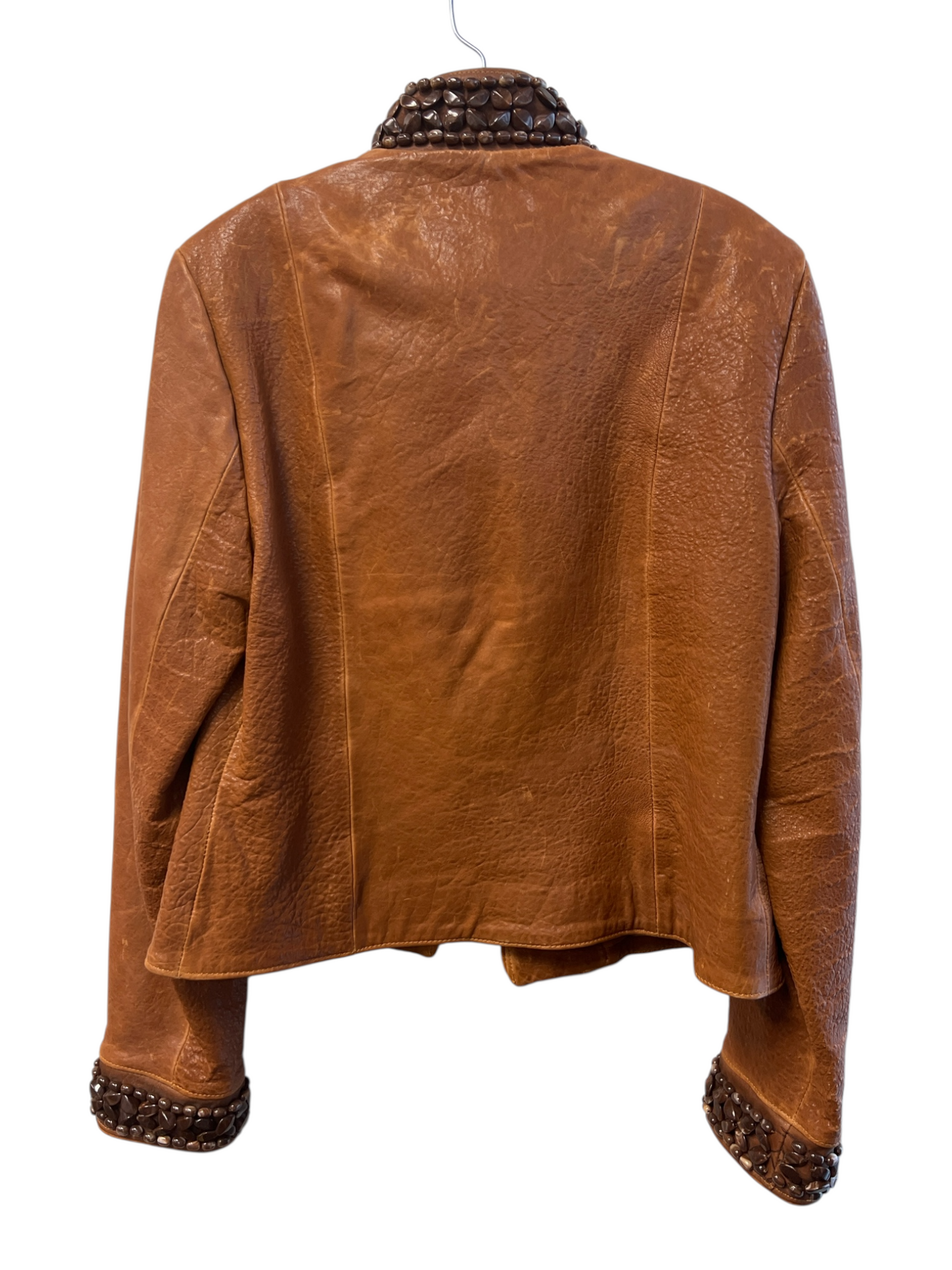 Double D Ranch Size Small Toffee Leather Neck closure Bead Detail short ...