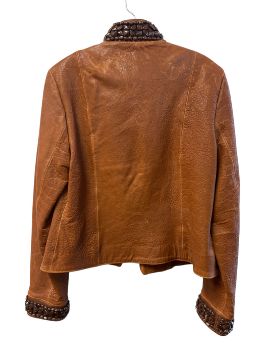 Double D Ranch Size Small Toffee Leather Neck closure Bead Detail short Jacket Toffee / Small