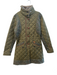 English Utopia Size M Army Green Nylon & Wool Quilted Front Zip & Button Coat Army Green / M