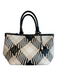 Cole Haan Beige & Black Leather Woven Aztec silver hardware shoulder bag Bag Beige & Black / L