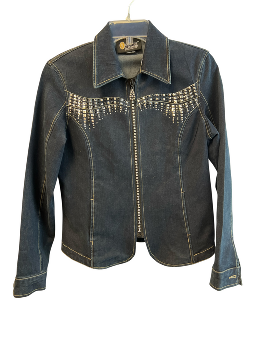 Christine Alexander Size S Blue Cotton Blend Denim Studded Long Sleeve Jacket Blue / S