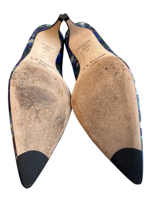 LK Bennett Shoe Size 41 Blue Leather Pointed Toe Abstract Print Shoes Blue / 41