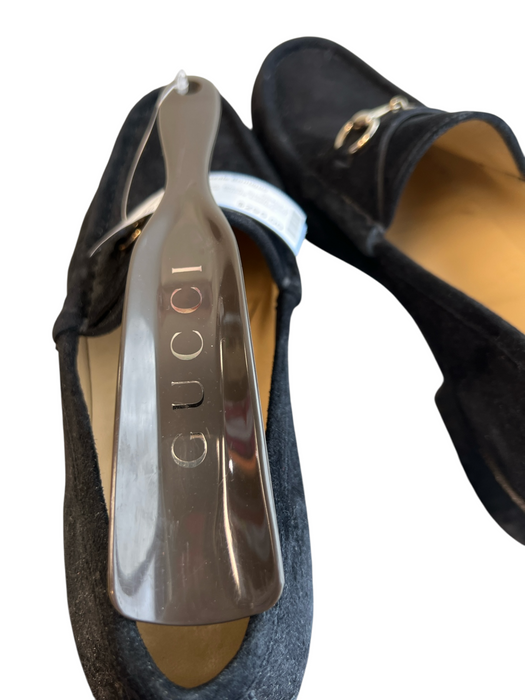 Gucci Shoe Size 10 Black Suede Gold hardware Round Toe Suede Loafers Shoes Black / 10