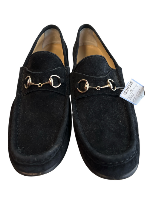 Gucci Shoe Size 10 Black Suede Gold hardware Round Toe Suede Loafers Shoes Black / 10