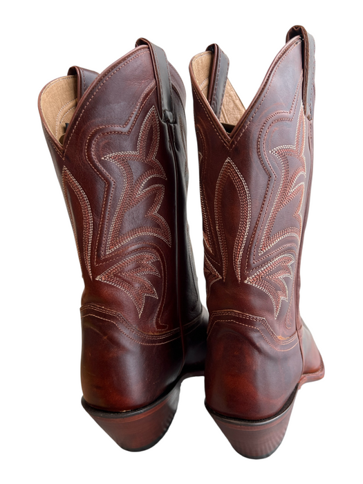 Justin Shoe Size 10 Brown Leather Pointed Toe Embroidered Design Boots Brown / 10