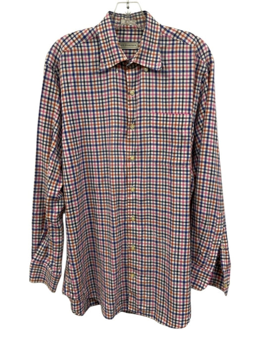 H Stockton Size M White & Multi Cotton Plaid Button Down Men's Long Sleeve Shirt White & Multi / M