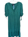 Mave Size 4 Forest Green Dots Button Down Tie Sleeve V Neck Dress Forest Green / 4